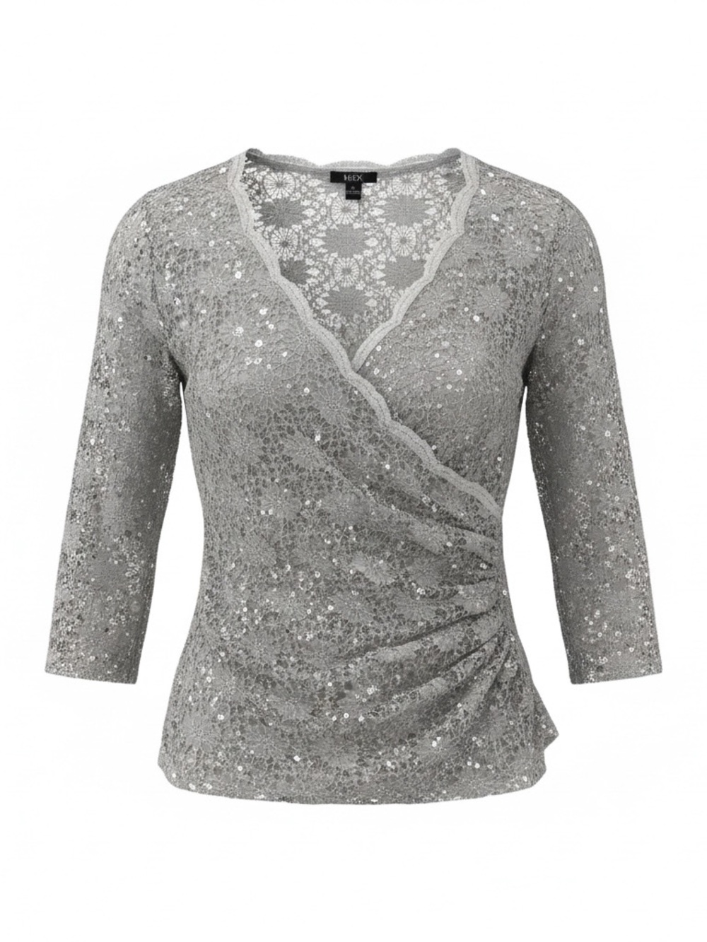 MSK Silver Lace Wrap Blouse - Picture 2 of 7
